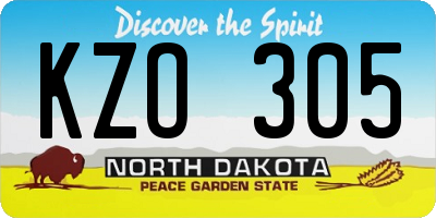 ND license plate KZO305