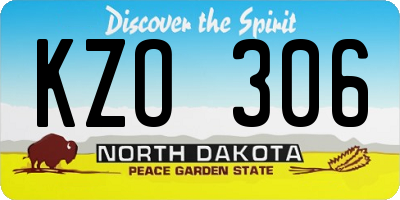 ND license plate KZO306