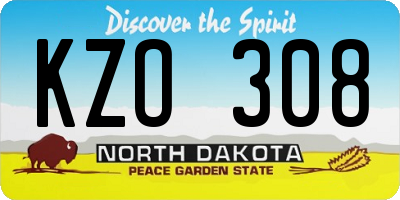 ND license plate KZO308