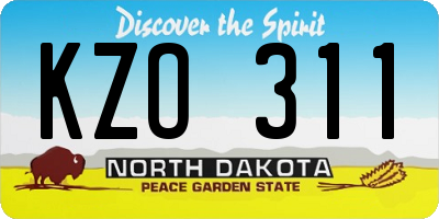 ND license plate KZO311