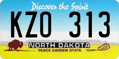 ND license plate KZO313