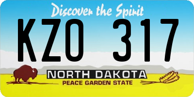 ND license plate KZO317