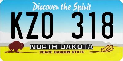 ND license plate KZO318