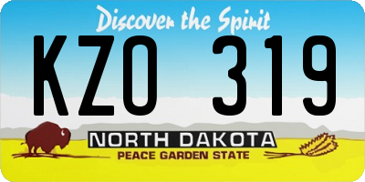 ND license plate KZO319