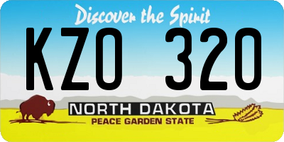 ND license plate KZO320