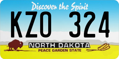 ND license plate KZO324