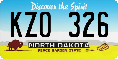 ND license plate KZO326