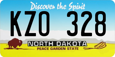 ND license plate KZO328