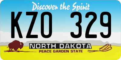 ND license plate KZO329