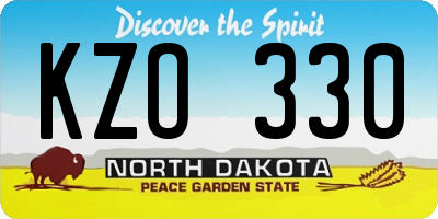 ND license plate KZO330