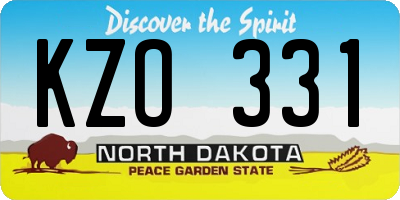 ND license plate KZO331