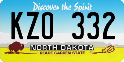 ND license plate KZO332