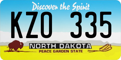 ND license plate KZO335