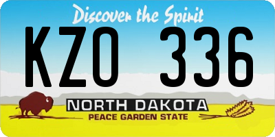 ND license plate KZO336