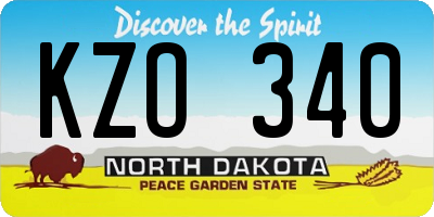 ND license plate KZO340