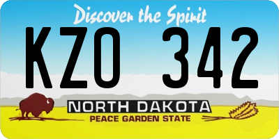 ND license plate KZO342