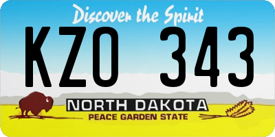 ND license plate KZO343