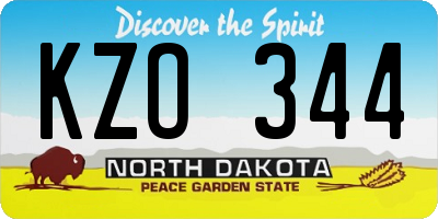 ND license plate KZO344
