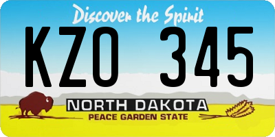 ND license plate KZO345