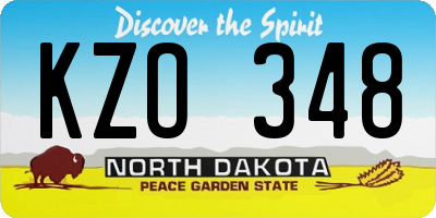 ND license plate KZO348