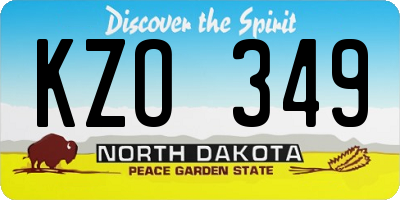 ND license plate KZO349