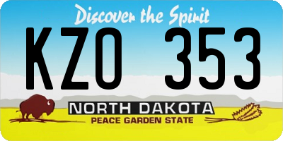ND license plate KZO353