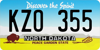 ND license plate KZO355