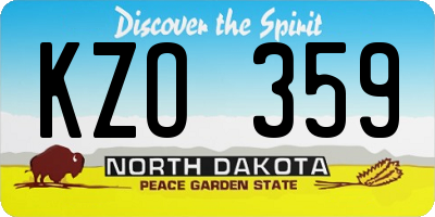 ND license plate KZO359