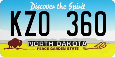 ND license plate KZO360