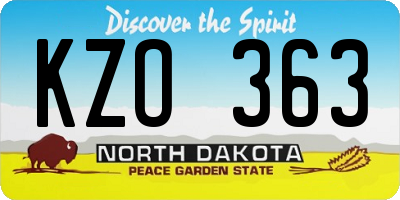 ND license plate KZO363