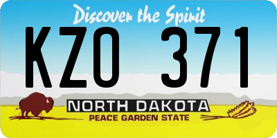 ND license plate KZO371