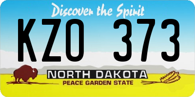 ND license plate KZO373