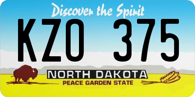 ND license plate KZO375