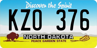 ND license plate KZO376