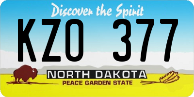 ND license plate KZO377