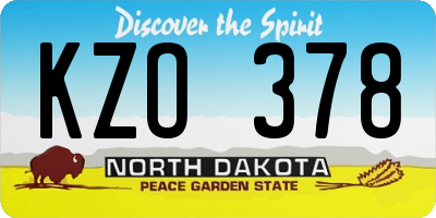 ND license plate KZO378