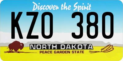 ND license plate KZO380