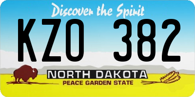 ND license plate KZO382