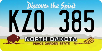 ND license plate KZO385