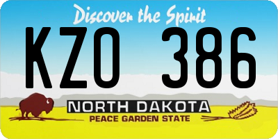 ND license plate KZO386