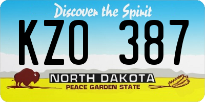 ND license plate KZO387