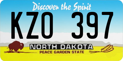 ND license plate KZO397