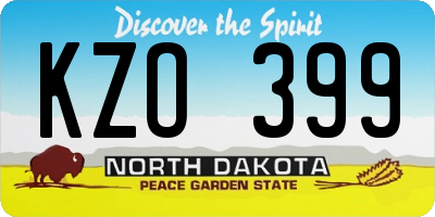 ND license plate KZO399