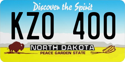 ND license plate KZO400