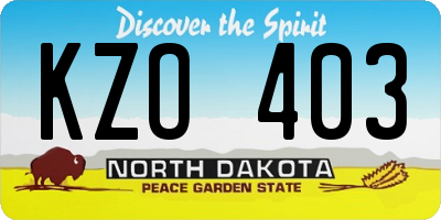 ND license plate KZO403