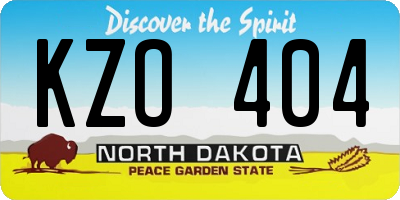 ND license plate KZO404