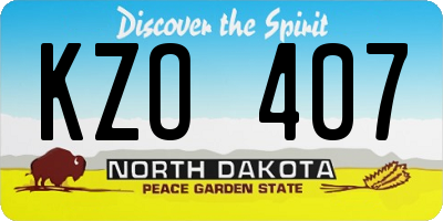 ND license plate KZO407