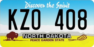 ND license plate KZO408