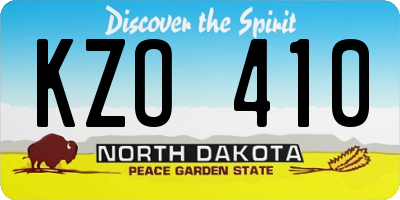 ND license plate KZO410