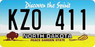 ND license plate KZO411